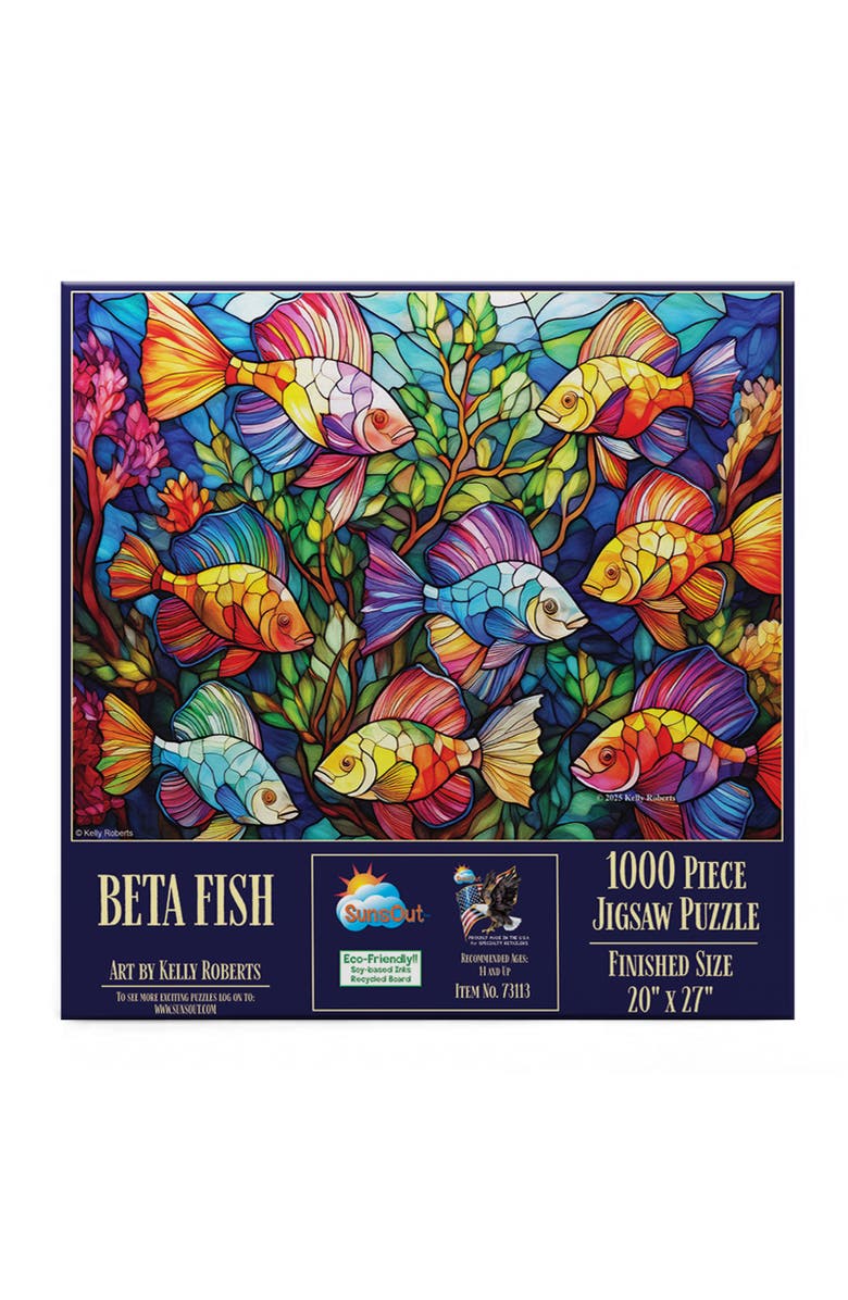 Sunsout Beta Fish Stained Glass 1000 piece Jigsaw Puzzle for Adults, Alternate, color, Multicolor
