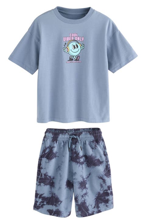 Kids' Vibes Cotton Graphic T-Shirt & Tie Dye Shorts Set (Little Kid & Big Kid)