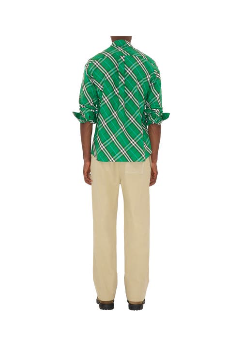 Burberry Check Cotton Shirt In Green