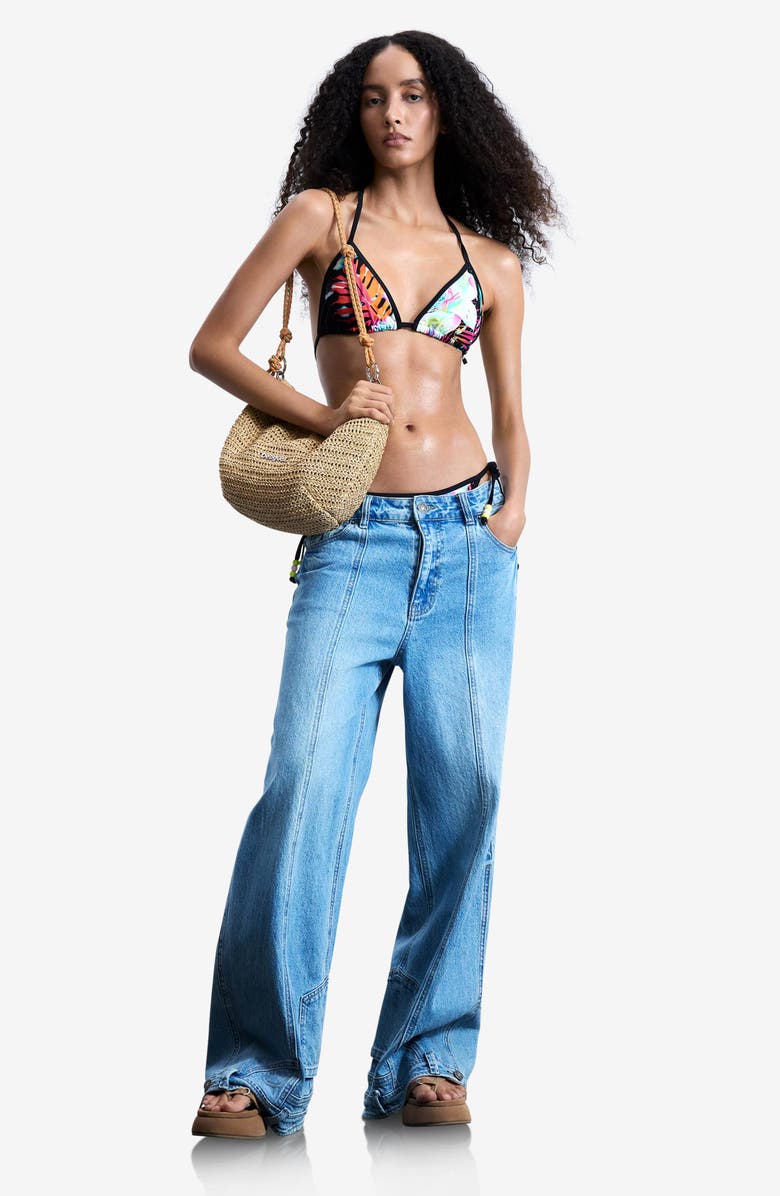 Desigual Daiquiri Triangle Bikini Top, Alternate, color, Black