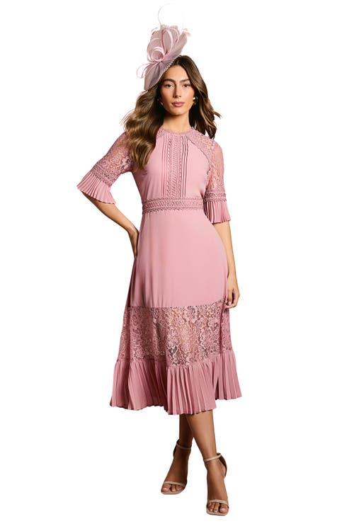 Coast Lace Insert Midi Dress In Pink