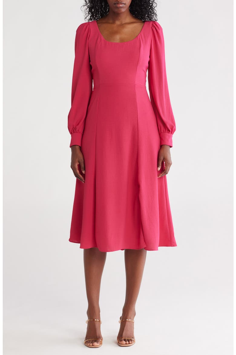 Long Sleeve Scoop Neck Dress, Main, color, PINK