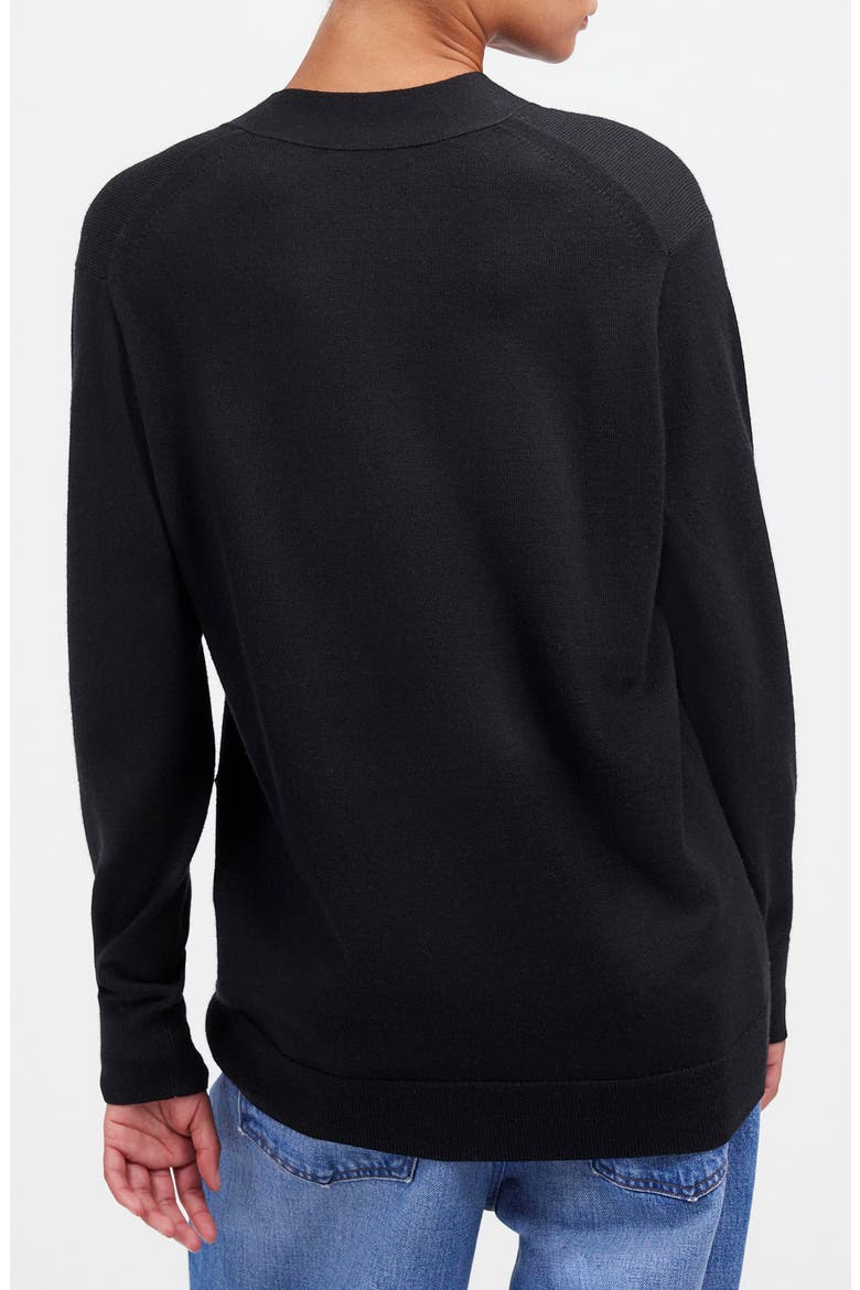 Merino Wool Boyfriend Cardigan, Alternate, color, TRUE BLACK