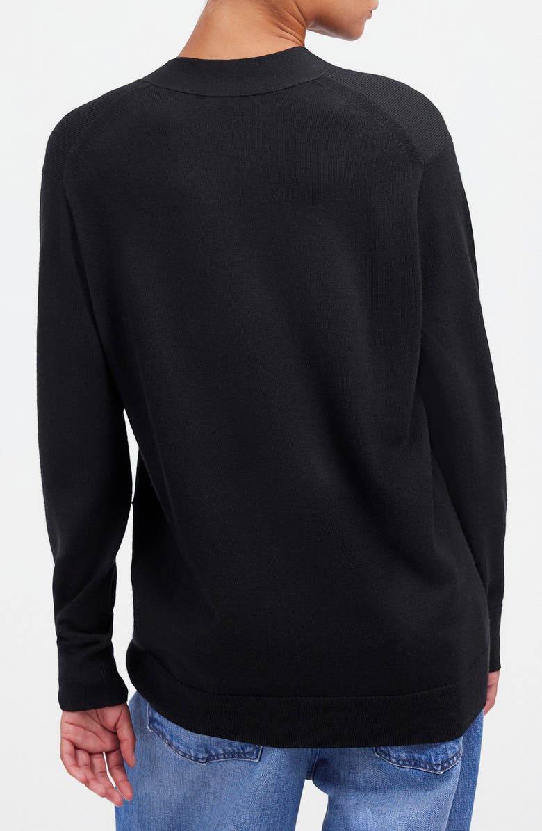 Madewell Merino Wool Boyfriend Cardigan, Alternate, color, True Black