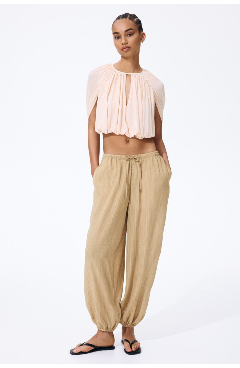 H&M Crinkled Balloon Trousers, Main, color, Beige