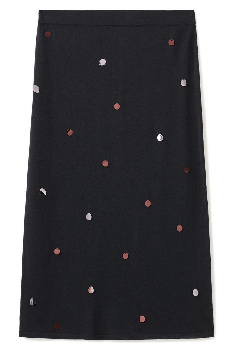 Fine Knit Sequined Skirt, Alternate, color, BLACK