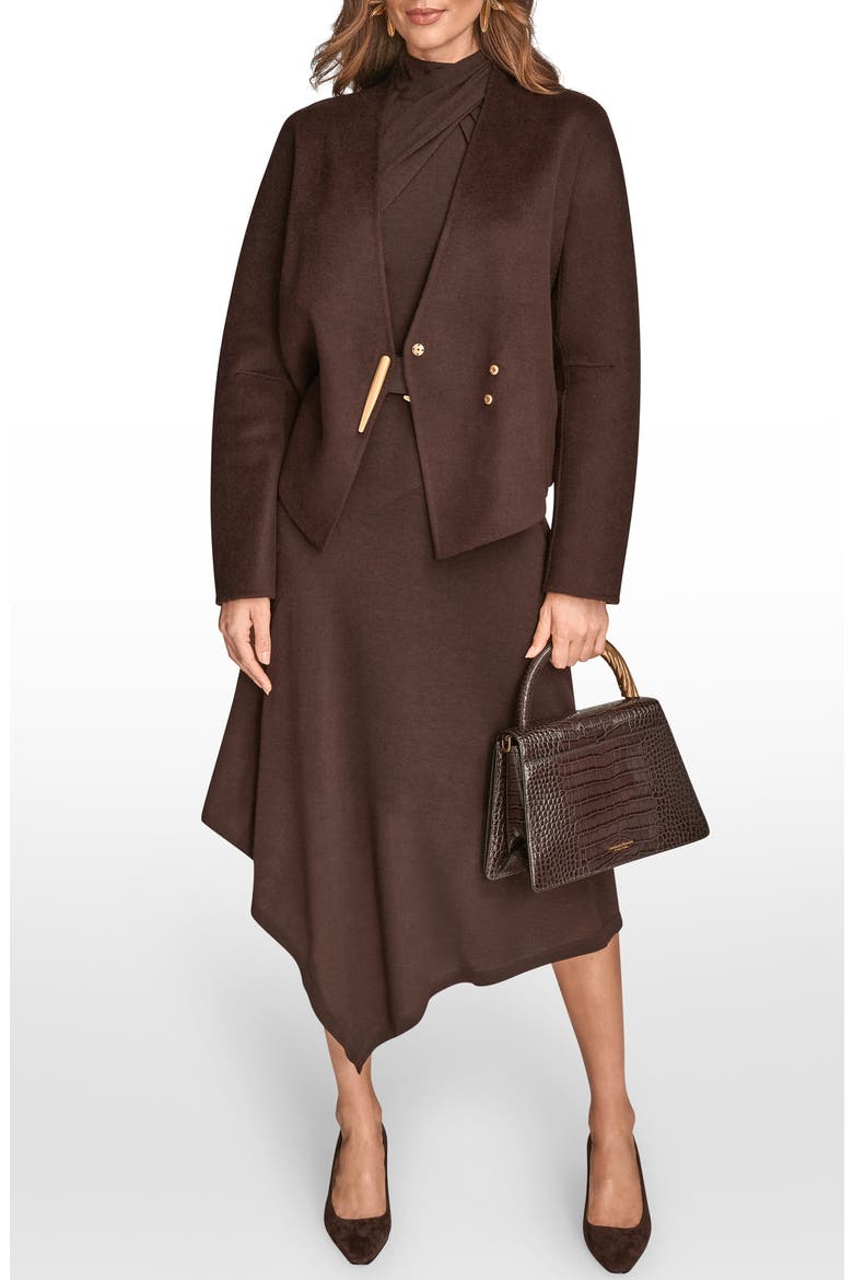 Asymmetric Wool Blend Jacket, Alternate, color, CHOCOLATE
