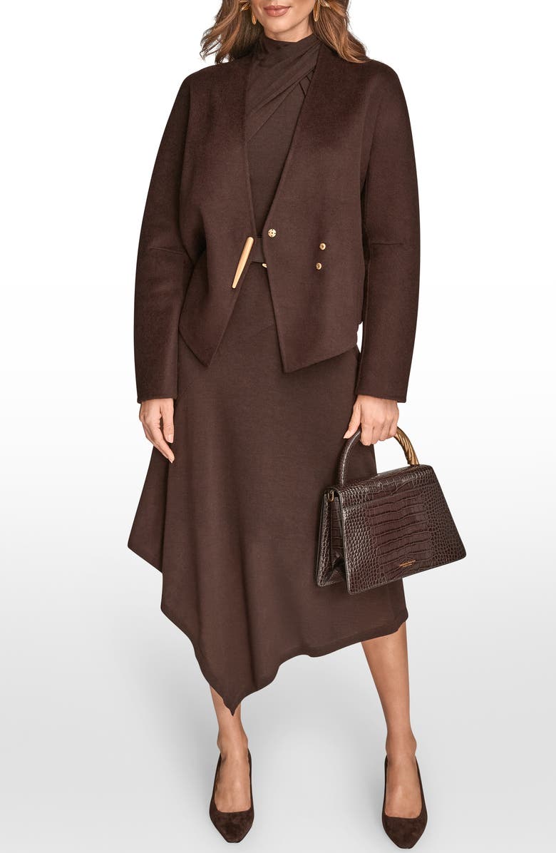 Donna Karan New York Asymmetric Wool Blend Jacket, Alternate, color, Chocolate