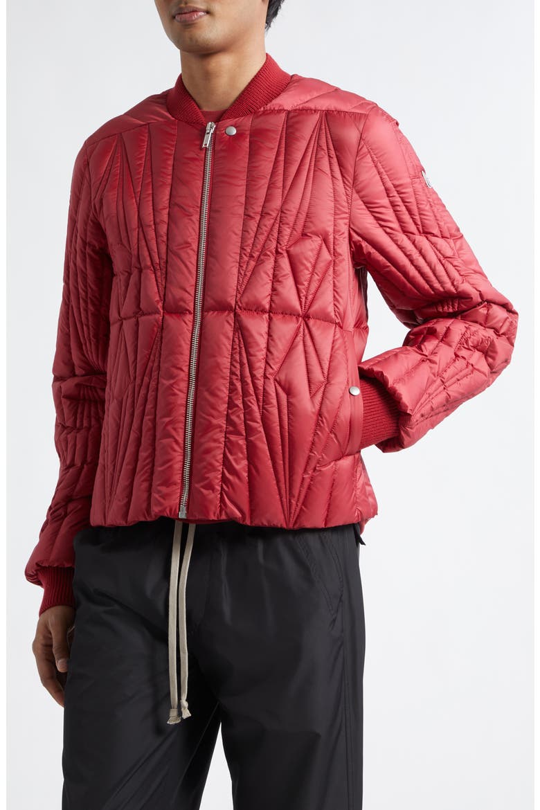 x Rick Owens Geocamo Flight Down Bomber Jacket, Alternate, color, RED