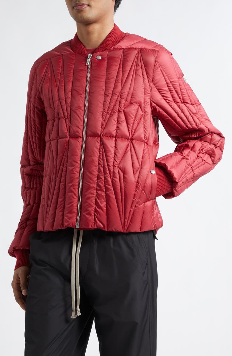 Moncler x Rick Owens Geocamo Flight Down Bomber Jacket, Alternate, color, Red