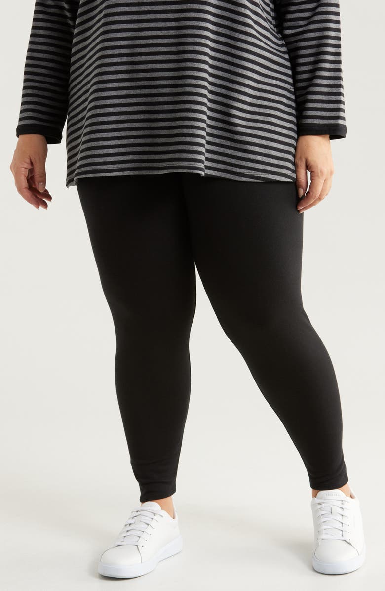 Eileen Fisher High Waist Ankle Leggings, Main, color, Black