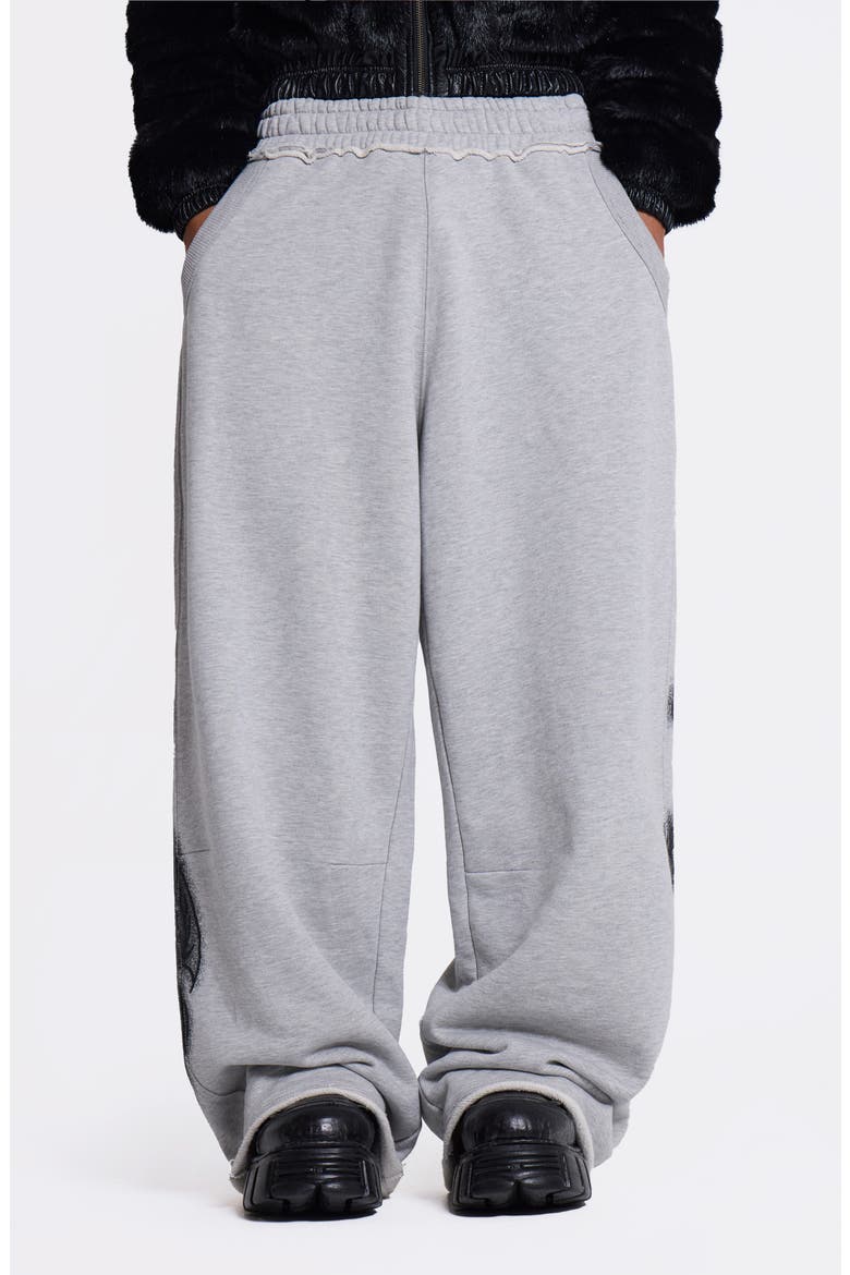 Gothic Print Baggy Joggers, Main, color, GREY