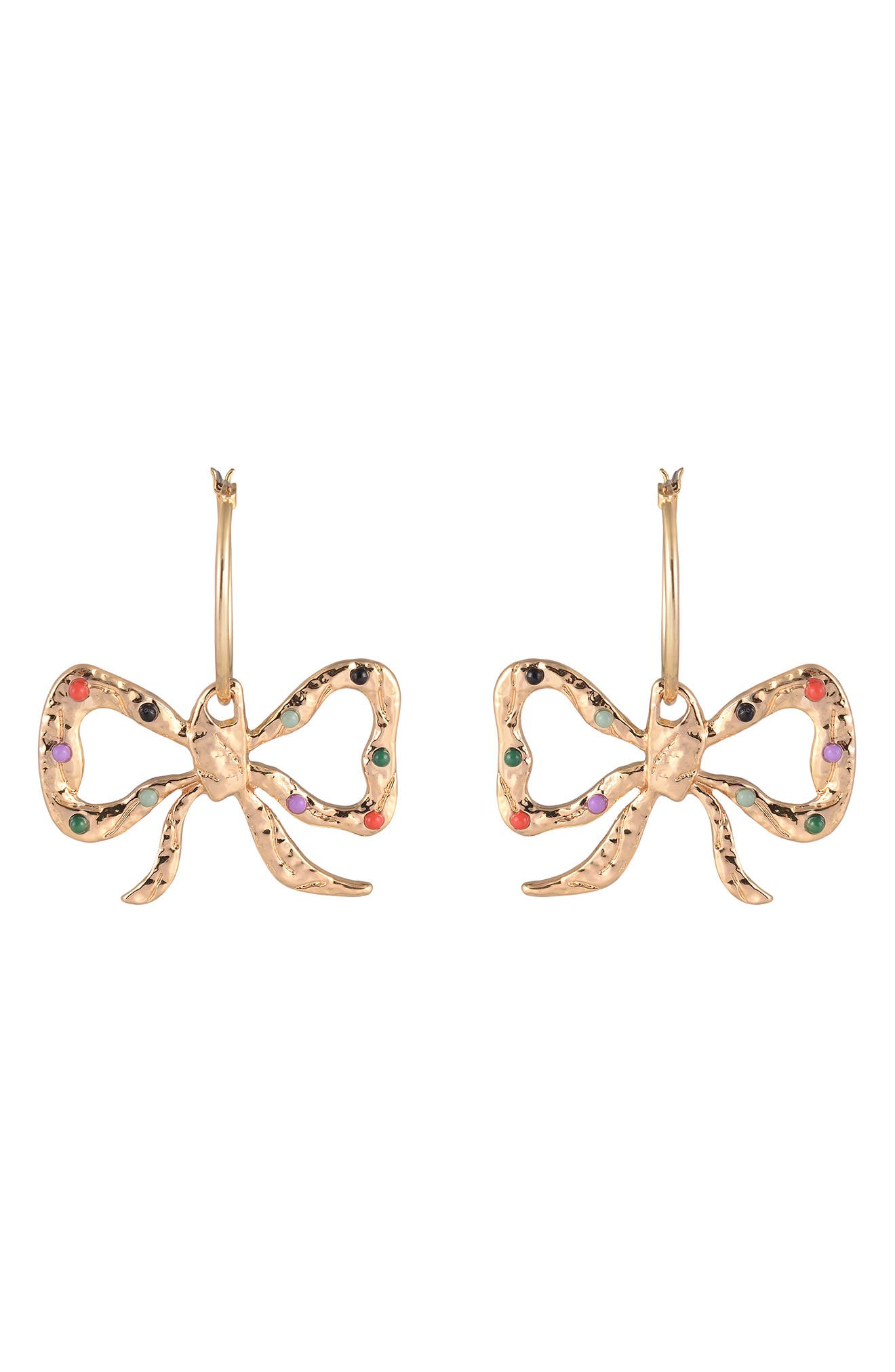 Rachel Roy Multicolor Stone Bow Drop Earrings