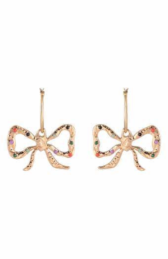 Multicolor Stone Bow Drop Earrings