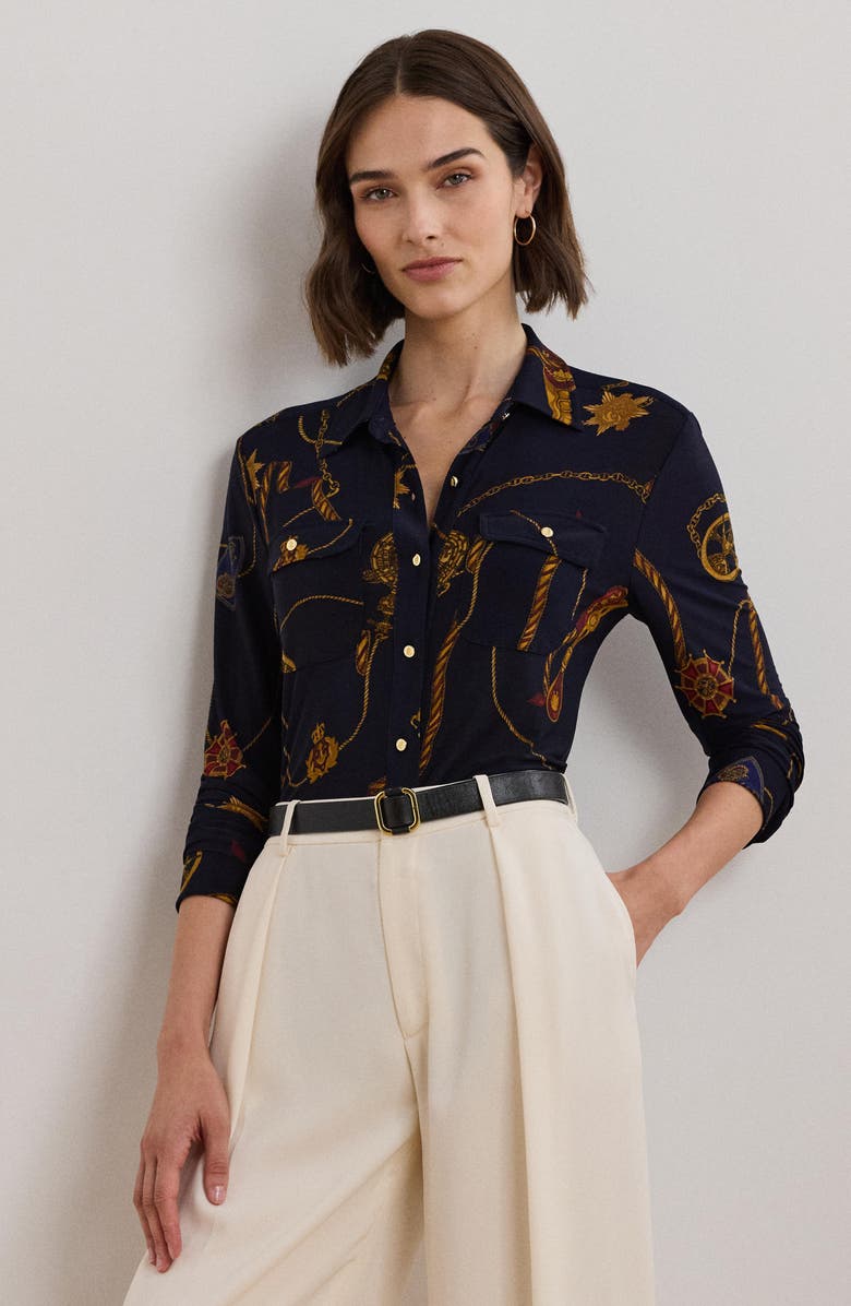 Lauren Ralph Lauren Medallion Print Button-Up Shirt, Alternate, color, 