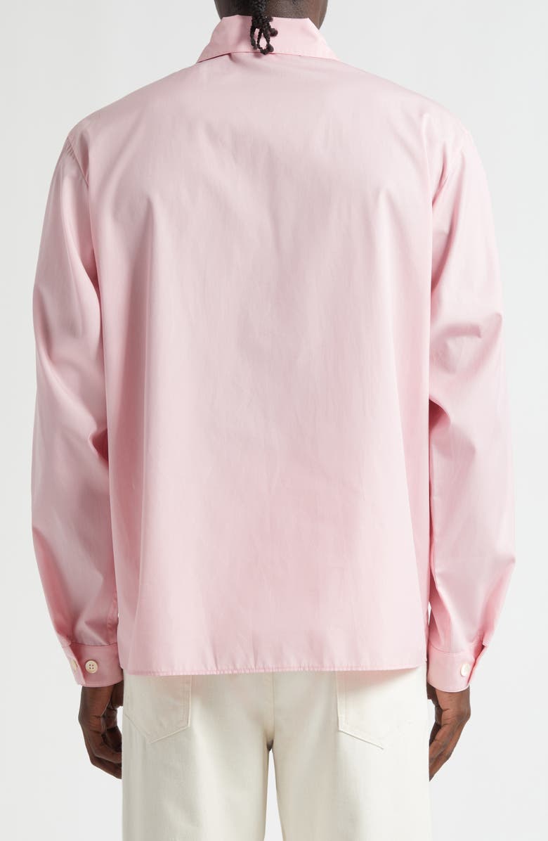 Marni Hidden Logo Organic Cotton Poplin Zip Shirt, Alternate, color, Peony