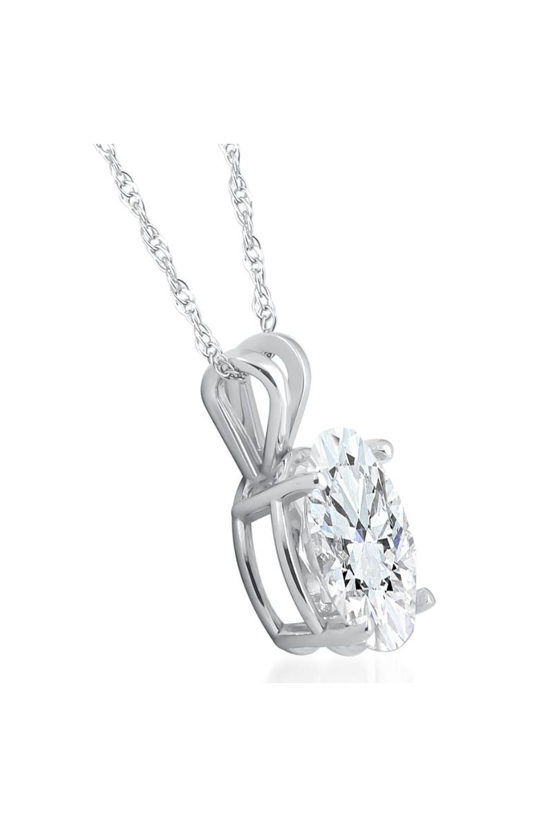 Bliss Diamond Certified 3Ct Oval Diamond Solitaire Certified Lab Grown Diamond Pendant Necklace, Alternate, color, 14K White Gold