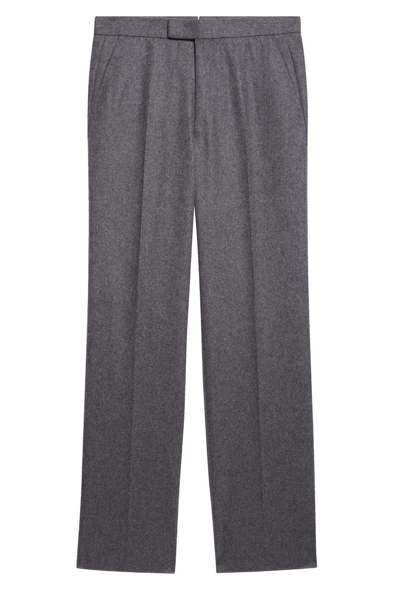 Flat Front Wool & Cashmere Felt Trousers, Alternate, color, GREY