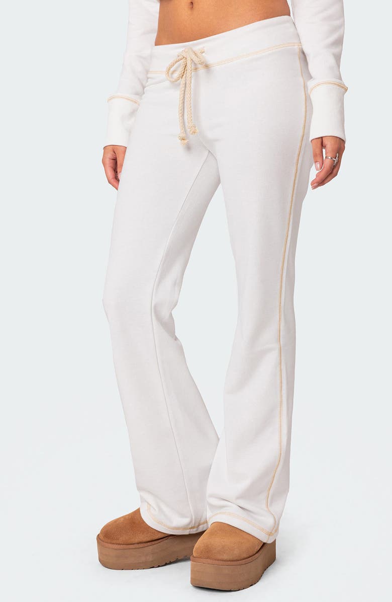 EDIKTED Alexia Low Rise Sweatpants, Alternate, color, White