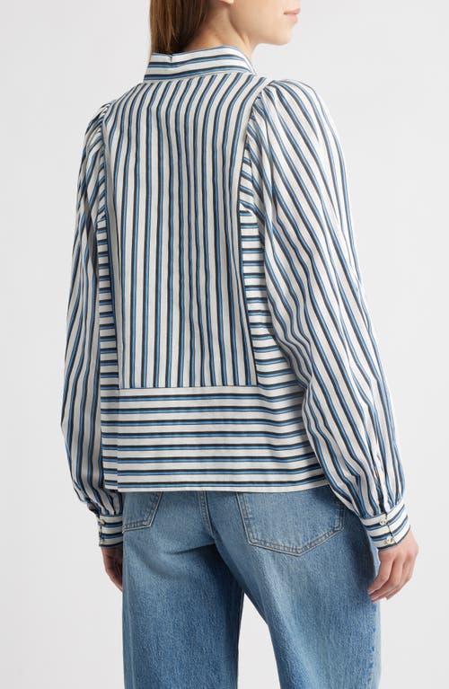 Cleobella Isadora Stripe Cotton & Linen Shirt In Blue Multi