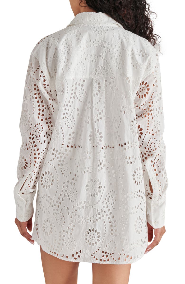 Steve Madden Cornelia Cotton Eyelet Button-Up Shirt, Alternate, color, Cloud