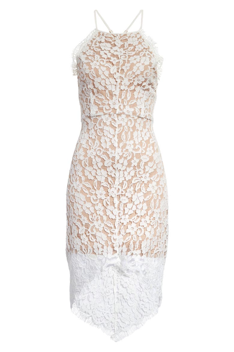 Dreamt Of You Lace Midi Cocktail Dress, Alternate, color, WHITE