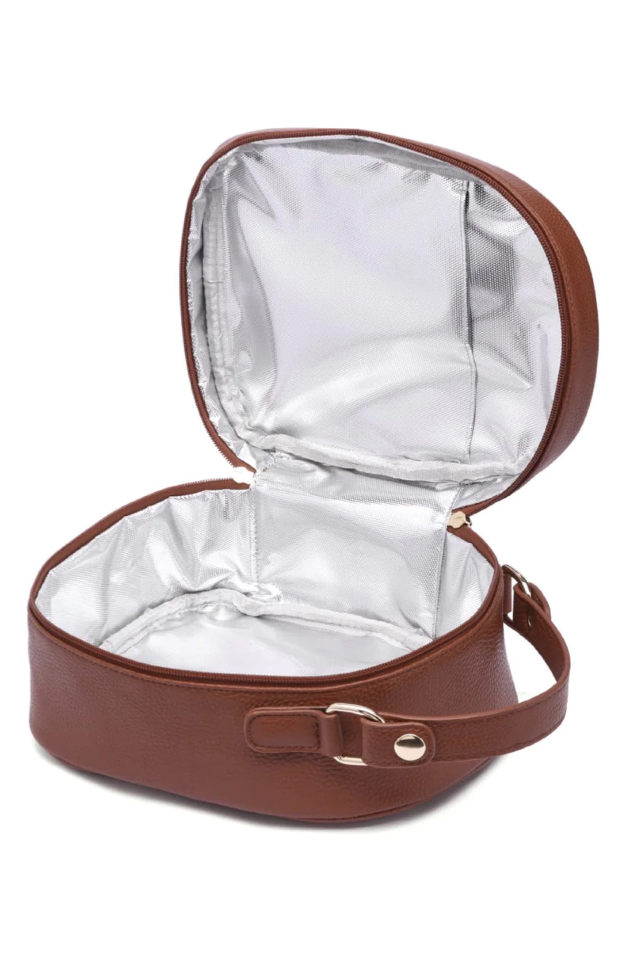 Luli Bebé Monaco Faux Leather Snack Bag, Alternate, color, Caramel Brown