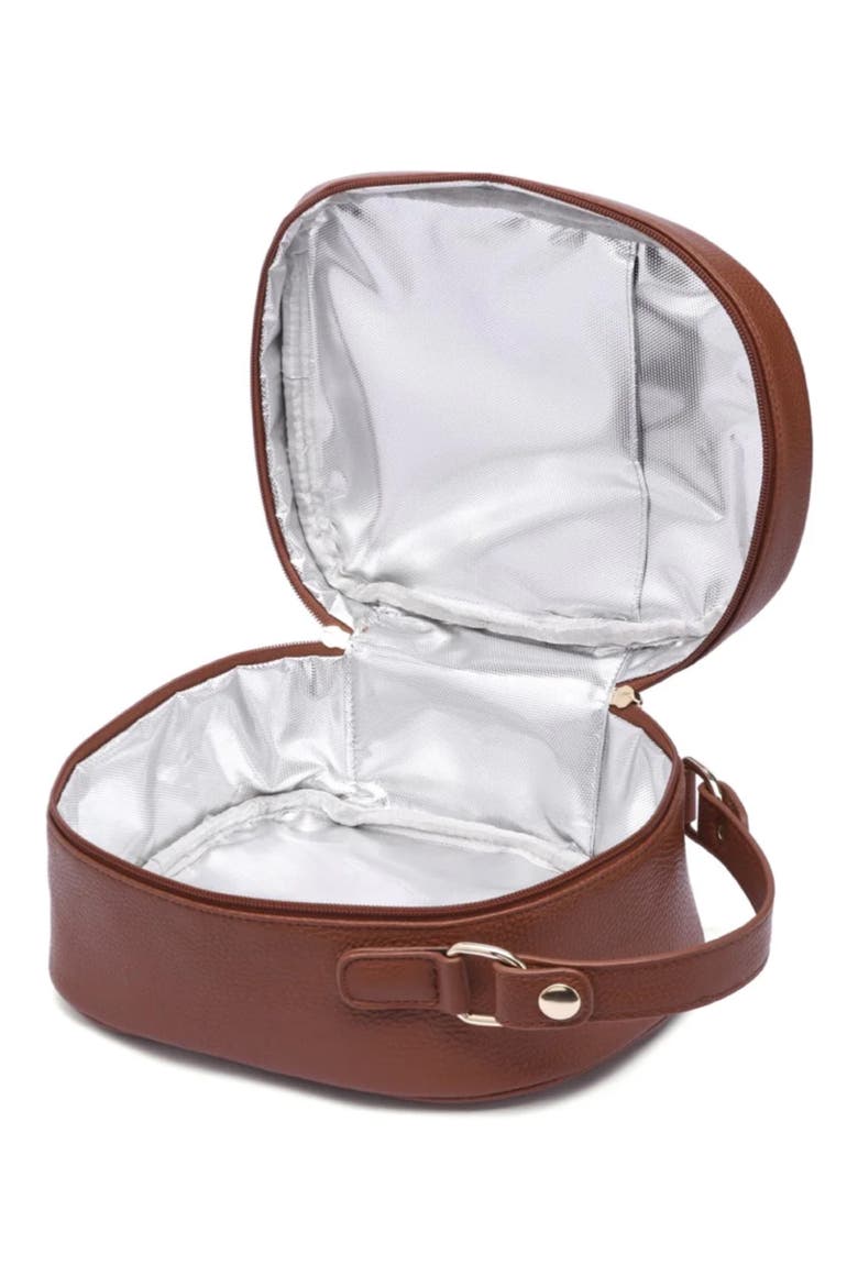 Monaco Faux Leather Snack Bag, Alternate, color, CARAMEL BROWN