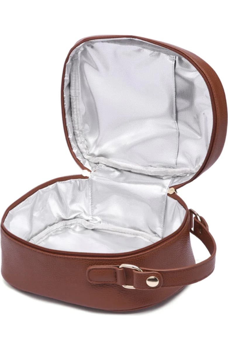 Luli Bebé Monaco Faux Leather Snack Bag, Alternate, color, Caramel Brown