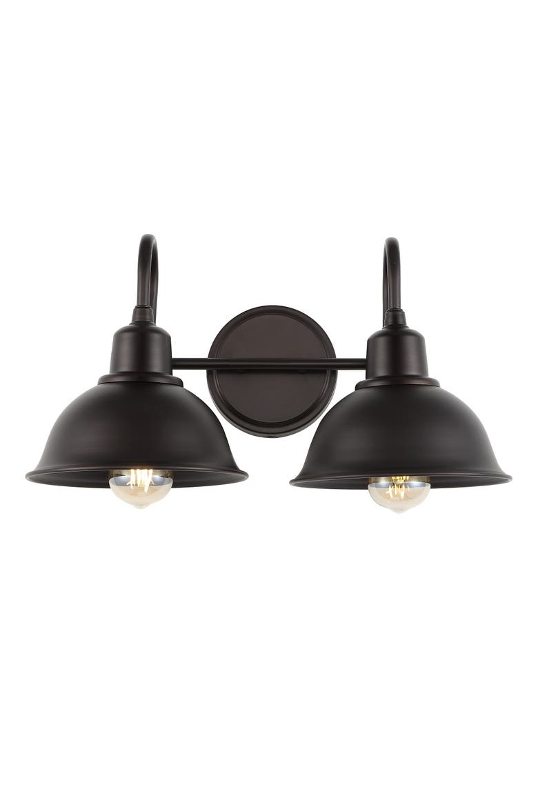 Frisco 2-Light Farmhouse Industrial Iron LED Vanity, Main, color, Oil Rubbed Bronze