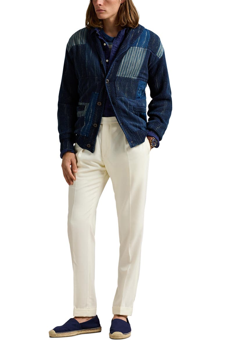 Polo Ralph Lauren Denim Patchwork Cotton Knit Cardigan, Alternate, color, Indigo Combo