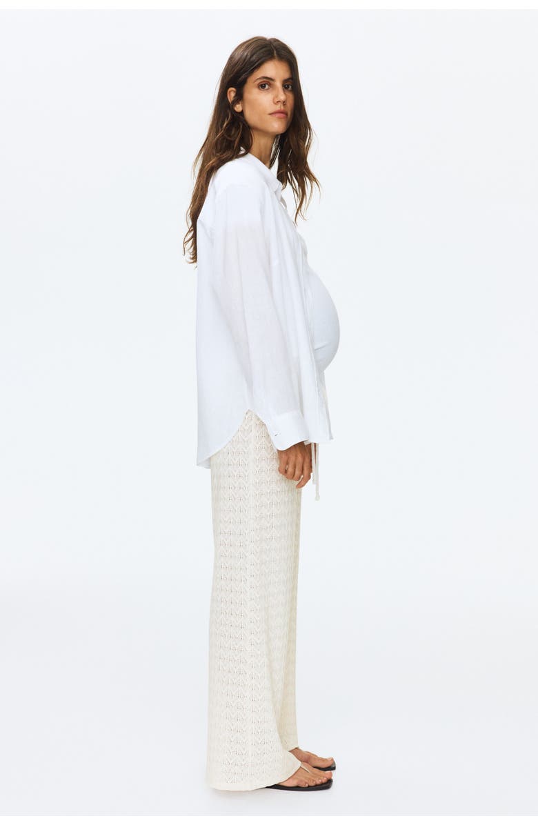 H&M Mama Pointelle-knit Drawstring Trousers, Alternate, color, Cream