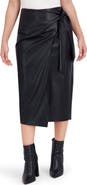 Ookie & Lala Supersoft Side Tie Faux Leather Midi Skirt
