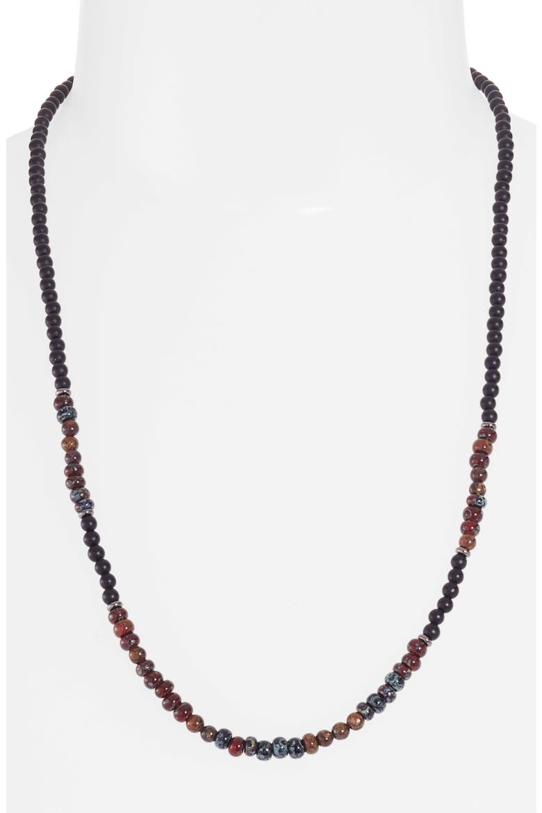 Stone Bead Necklace, Alternate, color, MATTE BLACK ONYX