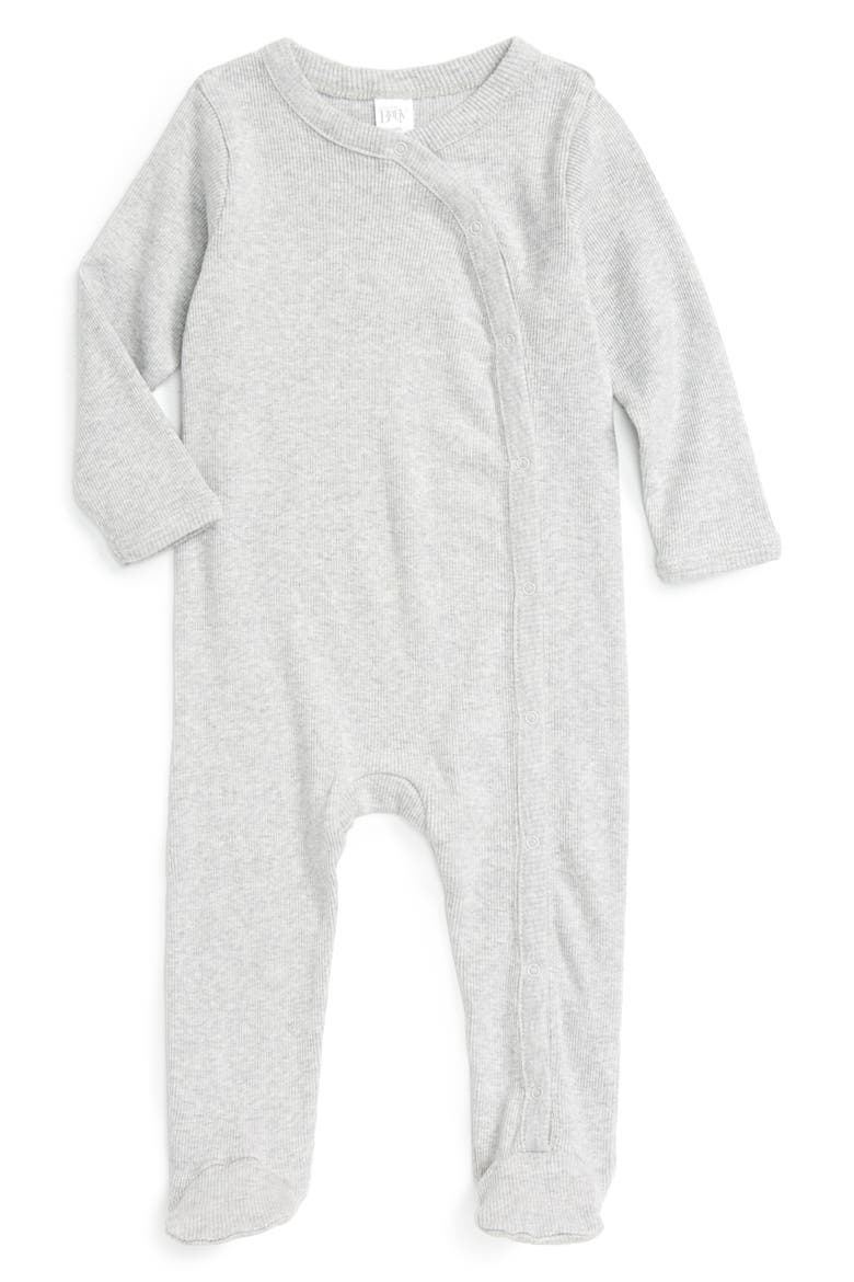 Rib Knit Footie, Main, color, GREY ASH HEATHER