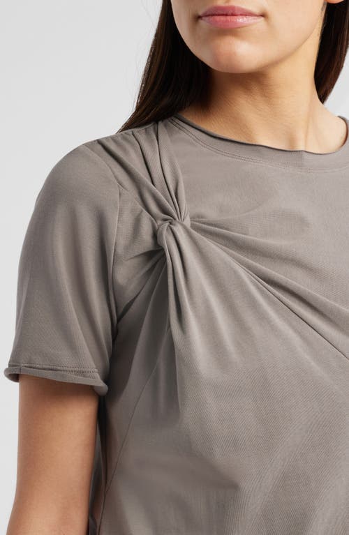 Wit & Wisdom Twist Front Stretch Cotton Modal T-shirt In Oyster Mushroom