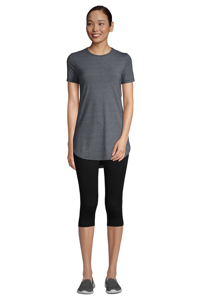 Lands' End Moisture Wicking UPF Sun Short Sleeve Curved Hem Tunic Top-Print, Alternate, color, 
