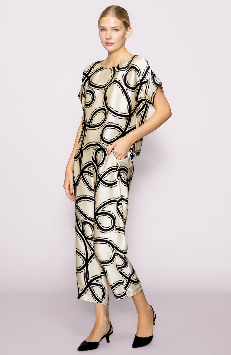 MELLODAY Printed Ankle Barrel Leg Pants, Alternate, color, Ivory Black