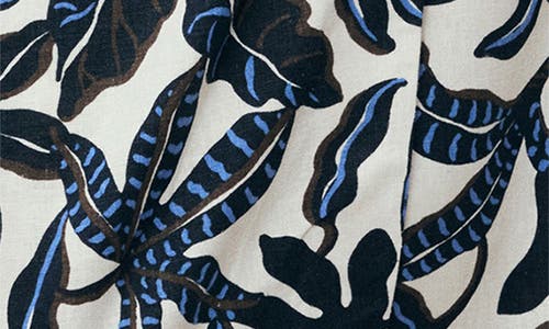 Mango Print Linen Blend Faux Wrap Midi Skirt In Blue