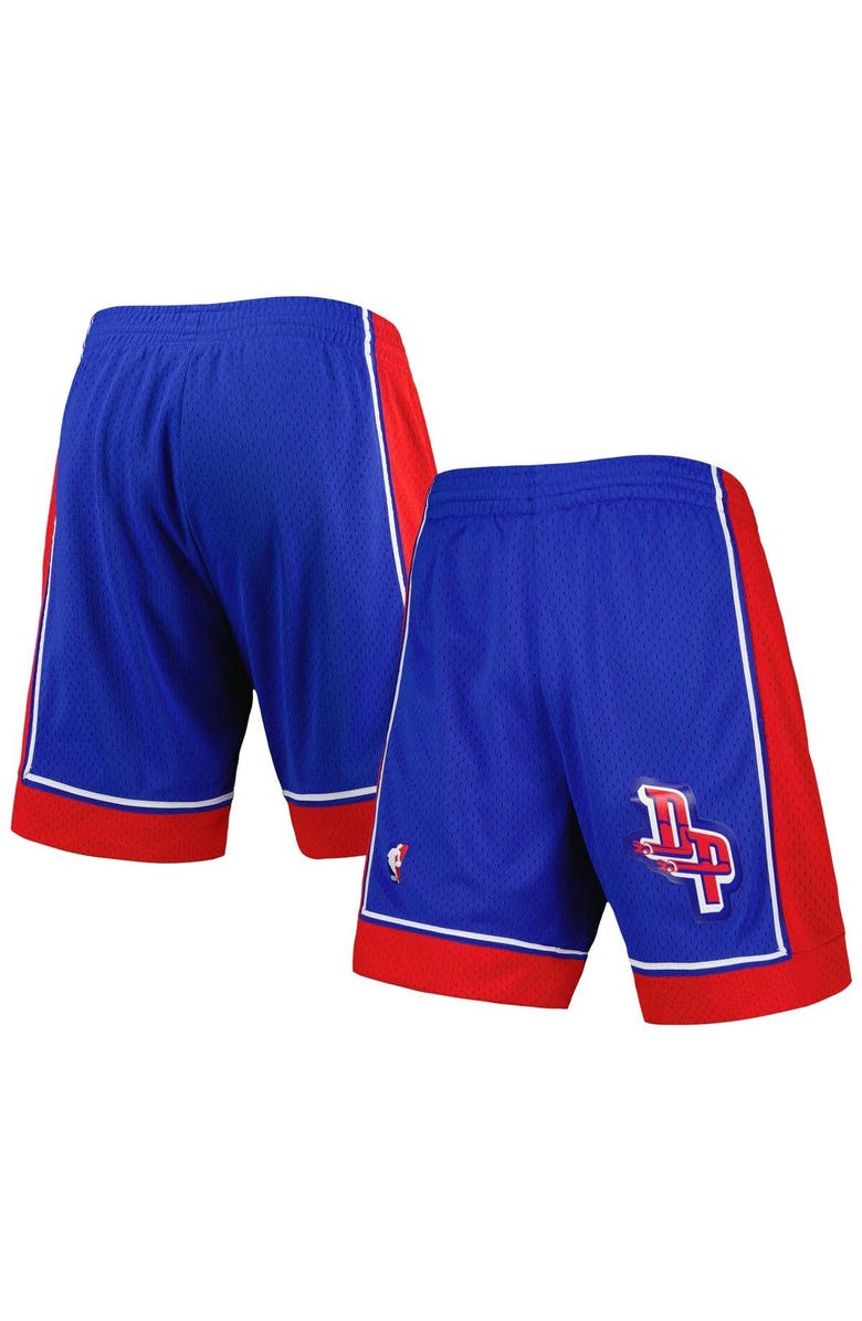 Mitchell & Ness Men's Mitchell & Ness Blue Detroit Pistons Hardwood Classics Reload 2.0 Swingman Shorts, Main, color,