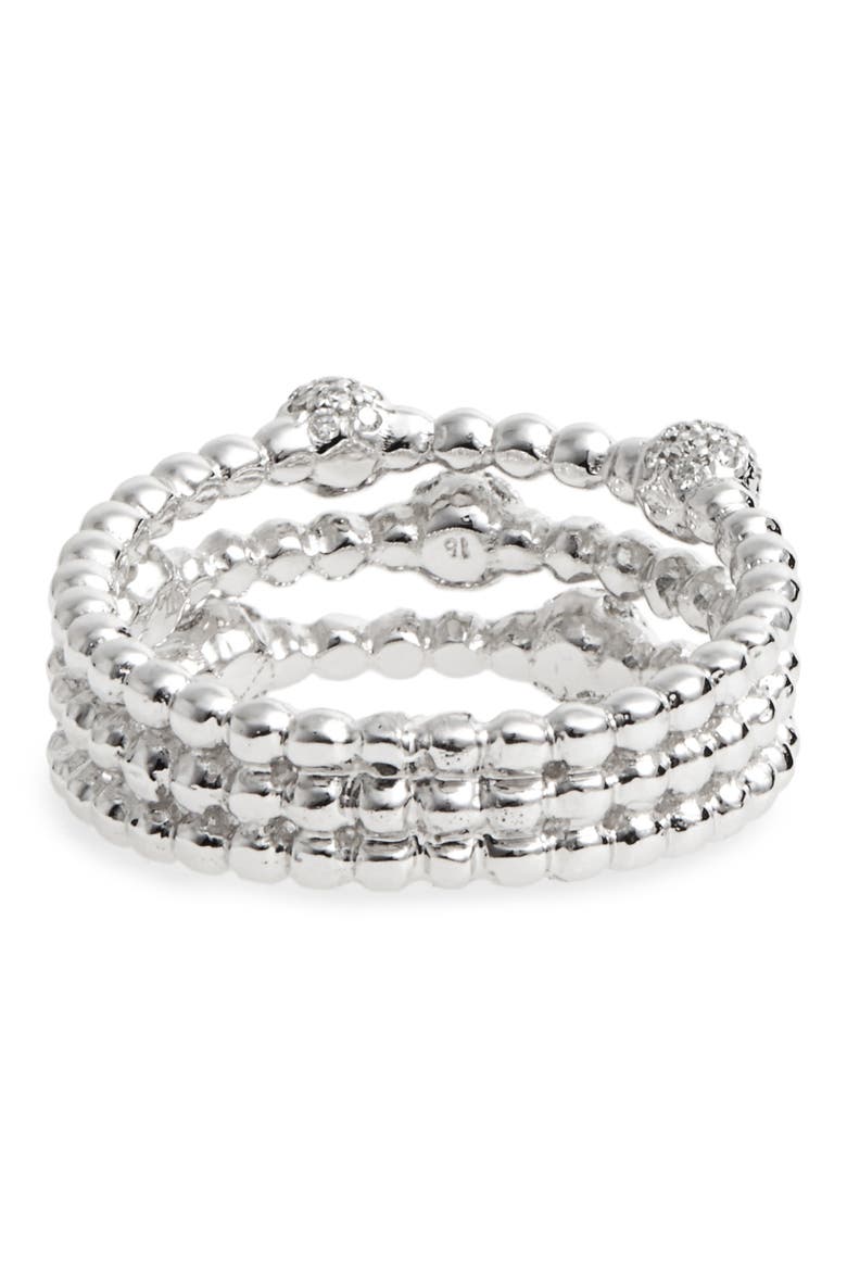 Pavé Ball Bead Three-Row Diamond Ring (Nordstrom Exclusive), Alternate, color, WHITE GOLD