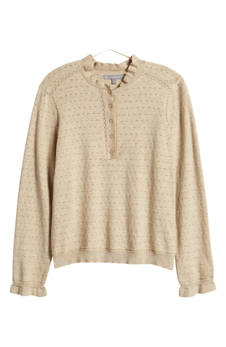Wit & Wisdom Ruffle Pointelle Sweater, Alternate, color, 