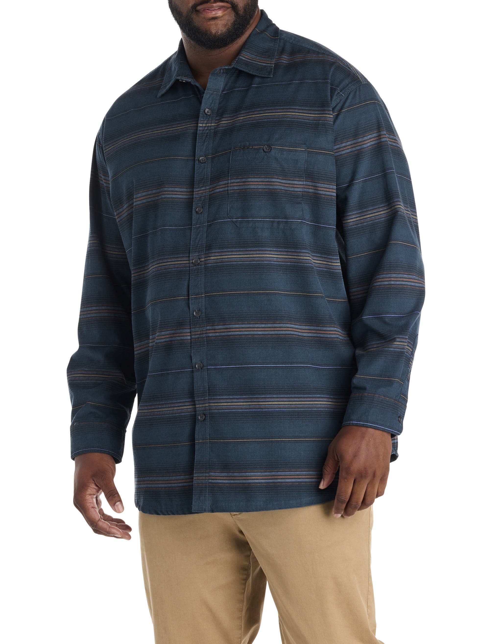 Big & Tall Caruso Striped Cord Shirt - image 2