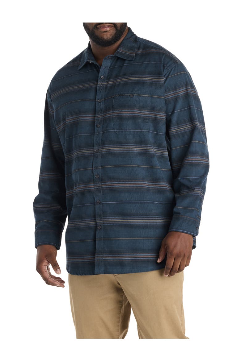 Big & Tall Caruso Striped Cord Shirt, Alternate, color, MIDNIGHT NAVY