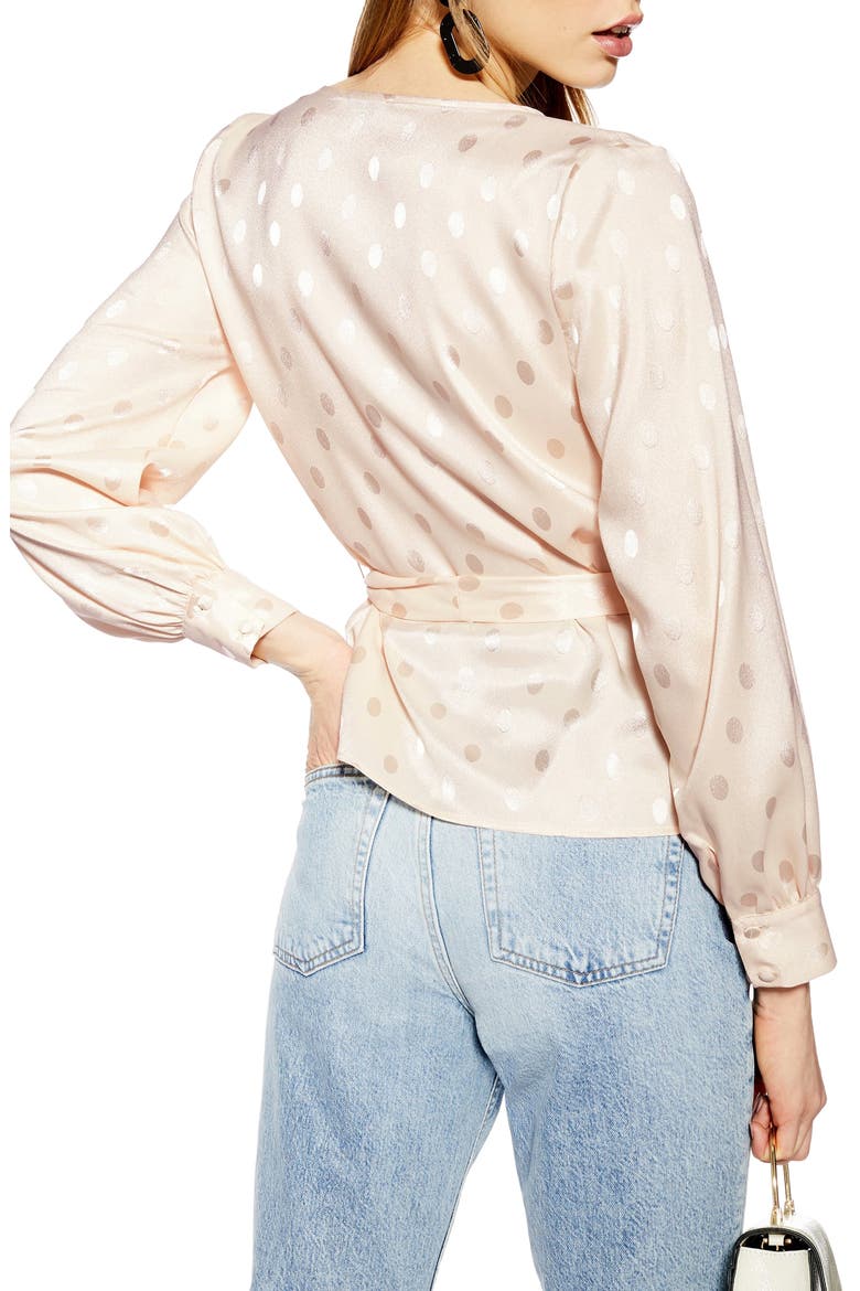 Spot Jacquard Belted Top, Alternate, color, IVORY