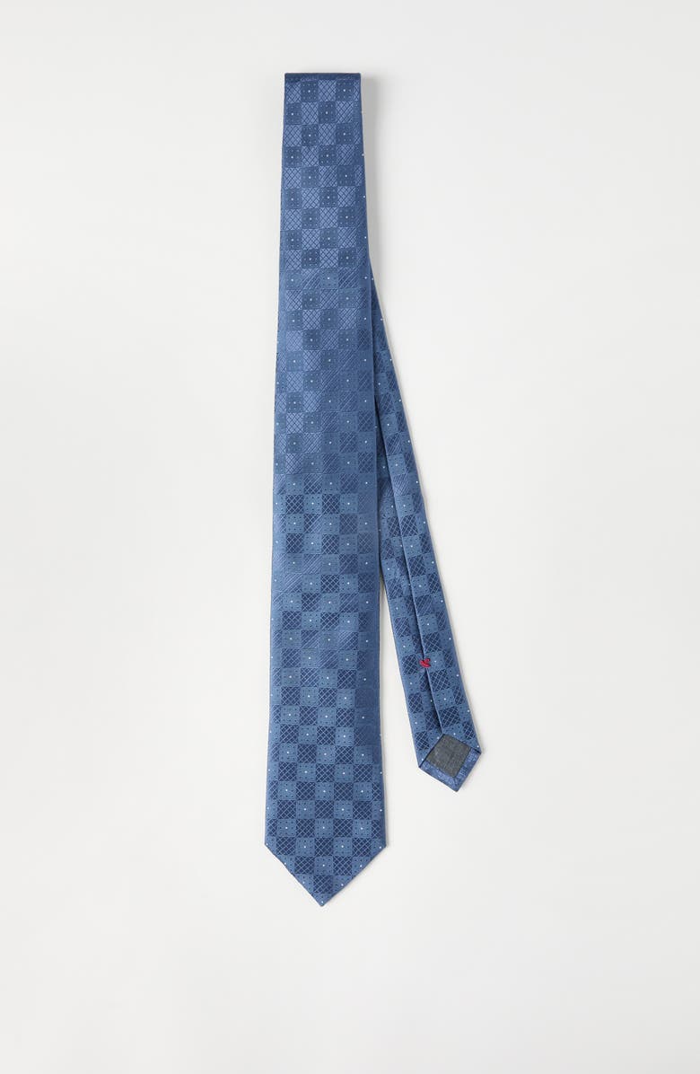 Brunello Cucinelli Silk tie with pattern, Alternate, color, Denim