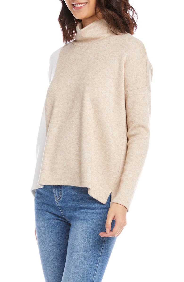 Karen Kane Colorblock Turtleneck Sweater, Alternate, color,