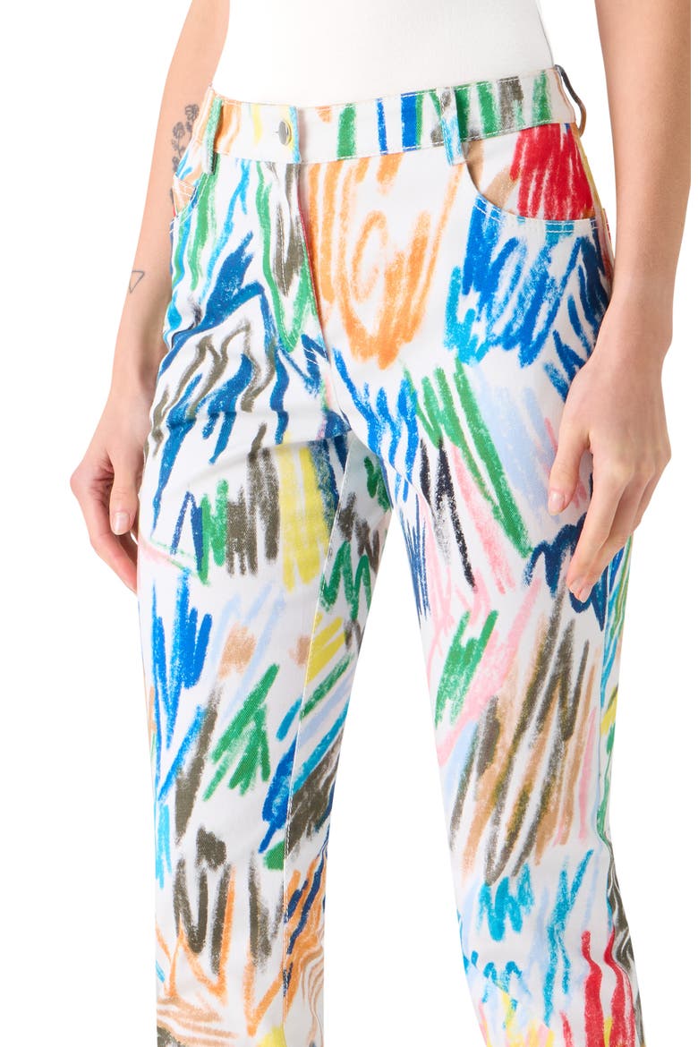 Maru Scribble Print Tapered Leg Ankle Jeans, Alternate, color, CREAM-MULTI
