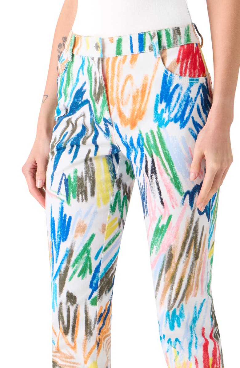 Akris punto Maru Scribble Print Tapered Leg Ankle Jeans, Alternate, color, Cream-Multi