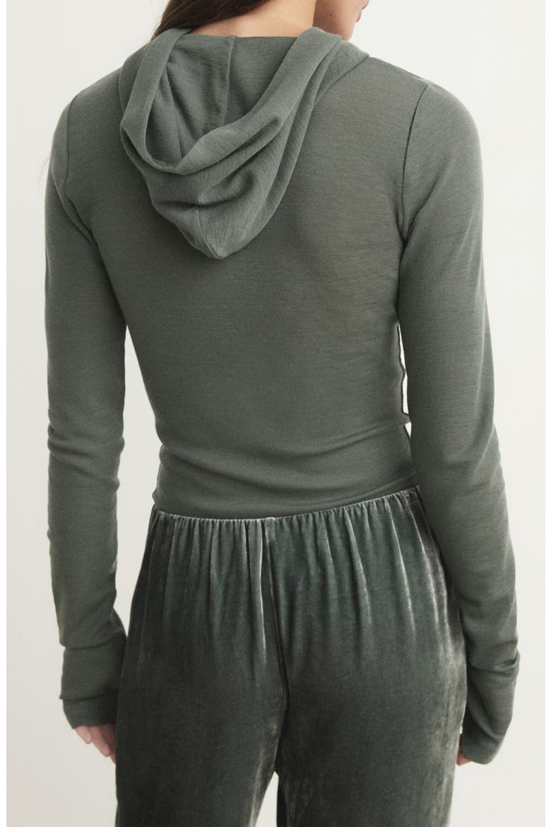 Wool Zip Hoodie, Alternate, color, GREEN
